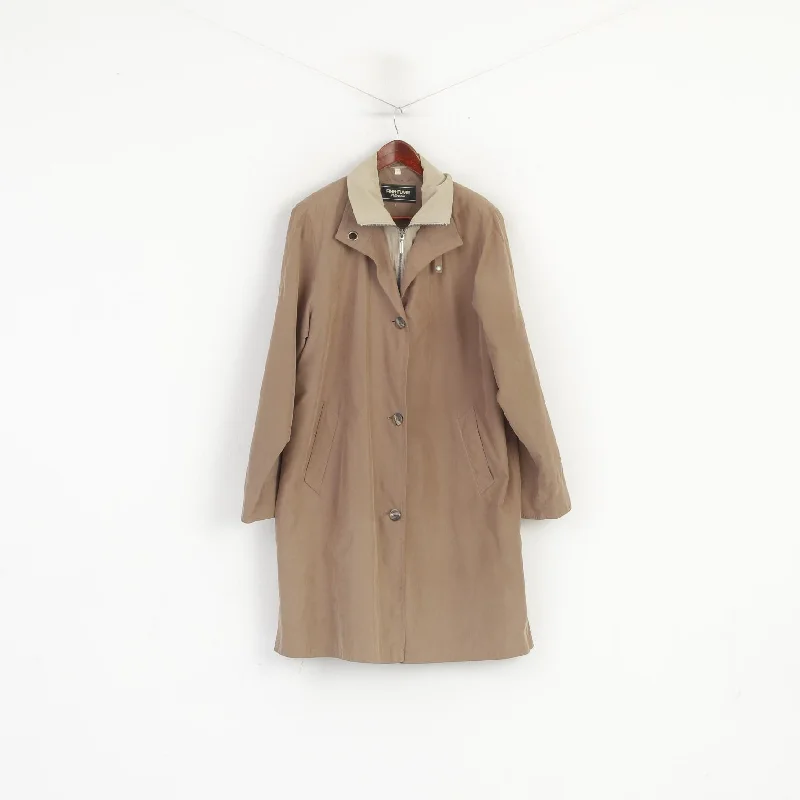 Midnight Madness Finn-Flare Collection Women 40 L Coat Taupe Zip Up Shoulder Pads Retro Single Breasted Top