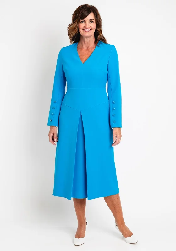 Time-Limited Offer Kameya Button Flare Sleeve Midi Dress, Blue