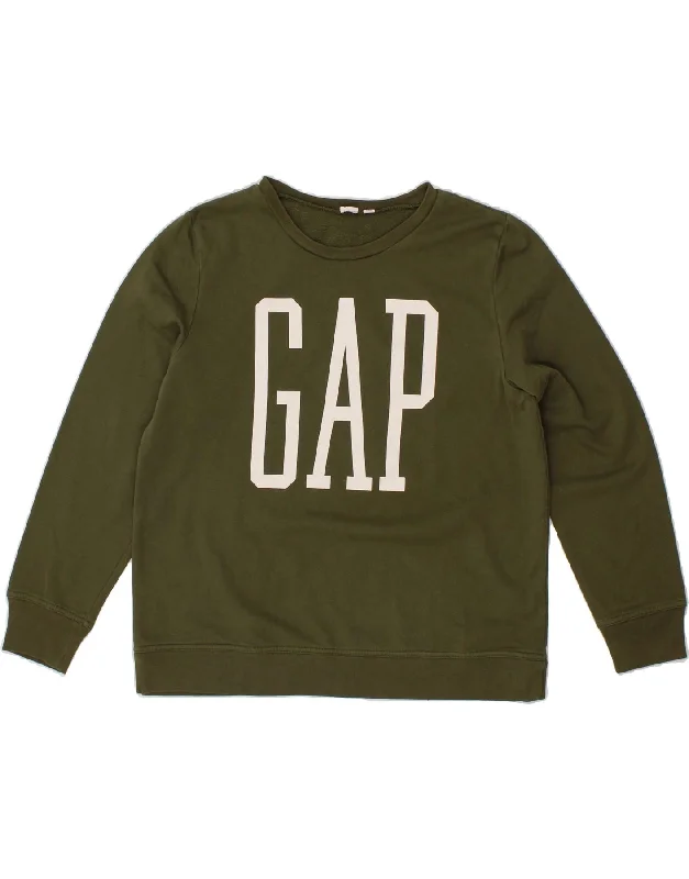 GAP Womens Graphic Sweatshirt Jumper UK 16 Large Green Cotton