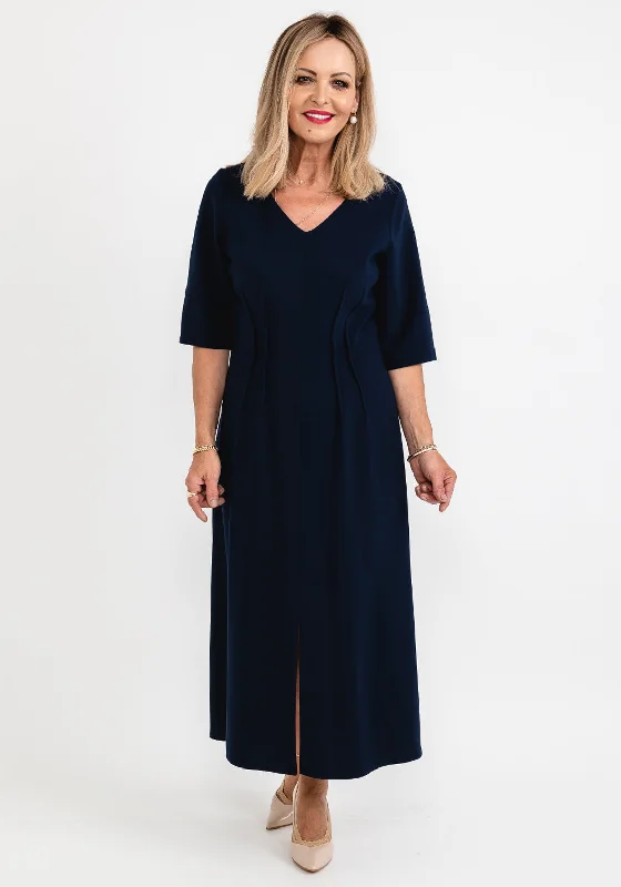 Can't Be Beat Ella Boo Seamed Ruching Maxi Dress, Navy