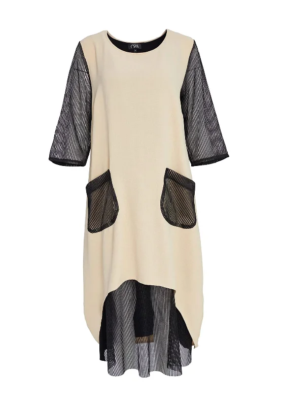 Exclusive Access Ora Mesh Panel Two Piece Dress, Stone & Black