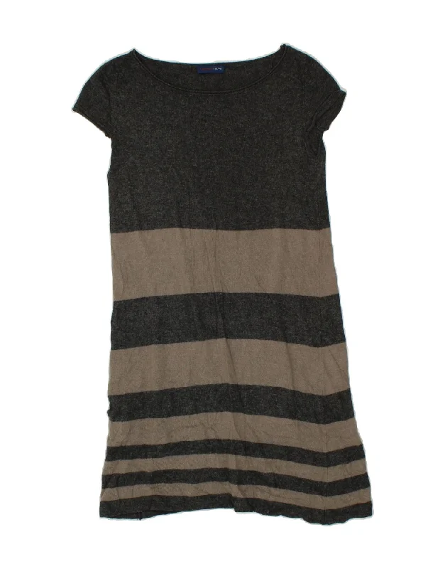 TRUSSARDI JEANS Womens Jumper Dress UK 8 Small Grey Striped