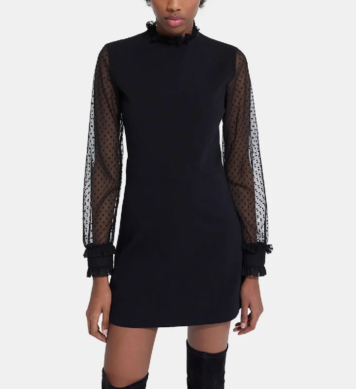 Year-End Clearance Long-sleeved Short Dress With High Neck