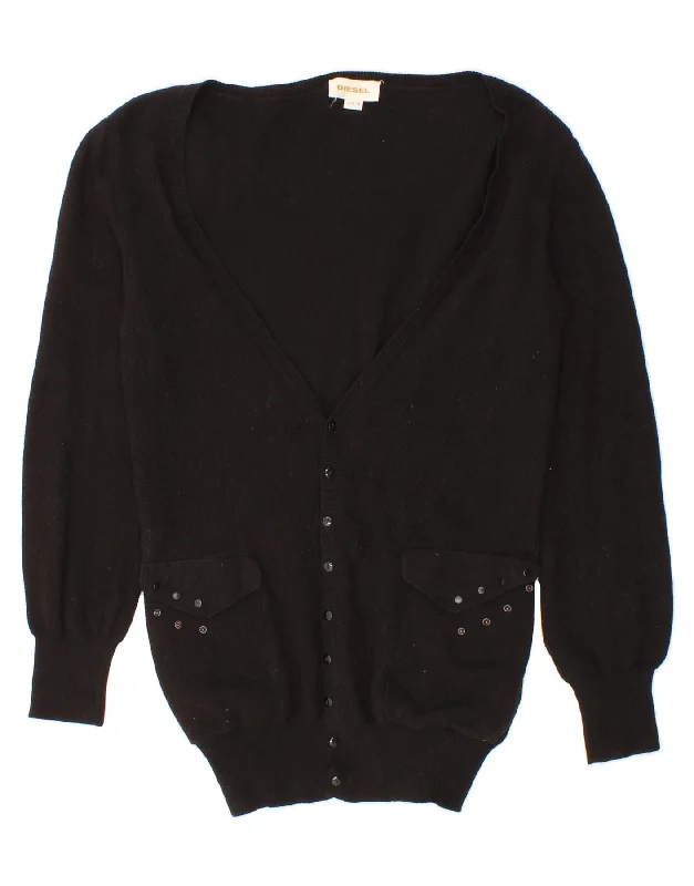 New Deals DIESEL Womens Cardigan Sweater UK 14 Medium Black Cotton