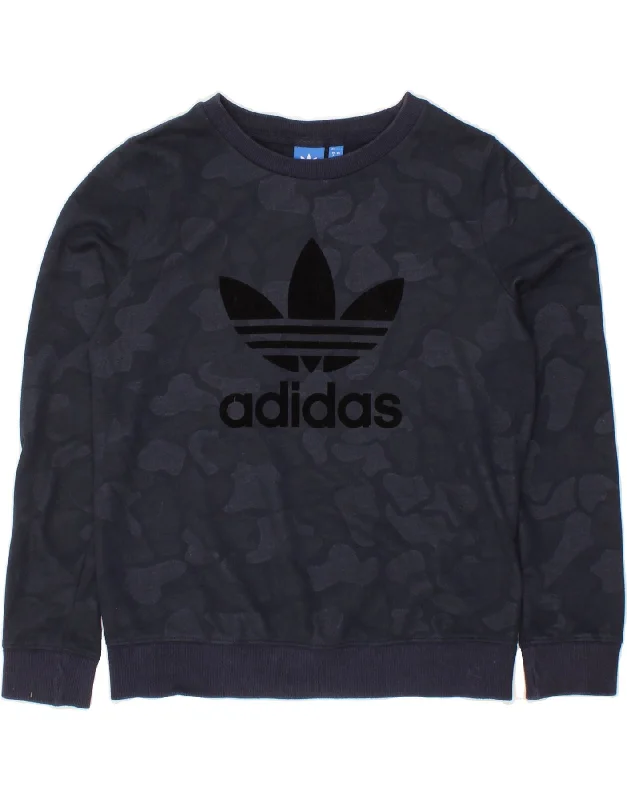 ADIDAS Womens Graphic Oversized Sweatshirt Jumper UK 8 Small Navy Blue