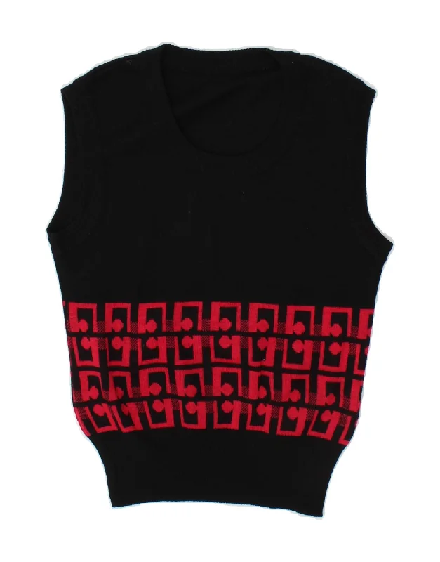 Price Fest VINTAGE Womens Abstract Pattern Vest Tank Top UK 8 Small Black Polyacrylic Price Fest VINTAGE Womens Abstract Pattern Vest Tank Top UK 8 Small Black Polyacrylic