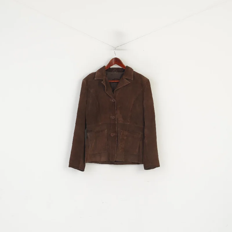 Inventory Reduction Sybilla Women L Jacket Brown Leather Suede Vintage Two Pockets Spain Fit Top