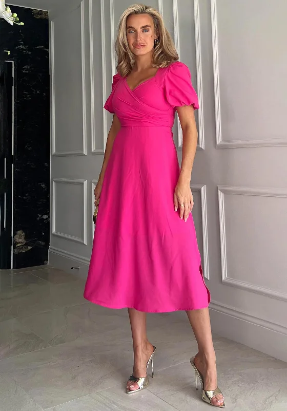 Mega Sale Girl in Mind Tamsin Wrap Style Midi Dress, Pink