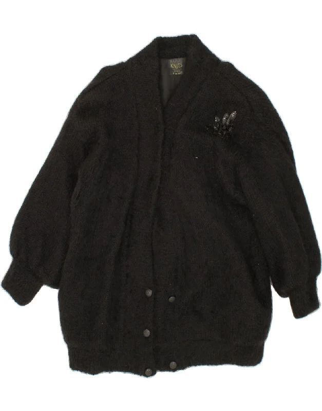 Can't Miss VINTAGE Womens Cardigan Sweater UK 14 Medium Black Mohair