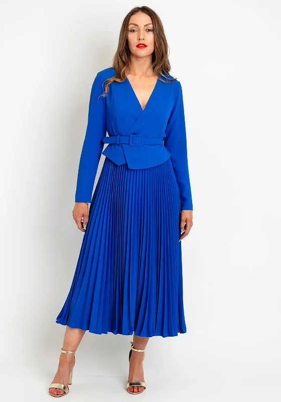 Midnight Madness Exquise Pleated Skirt A-Line Maxi Dress, Royal Blue