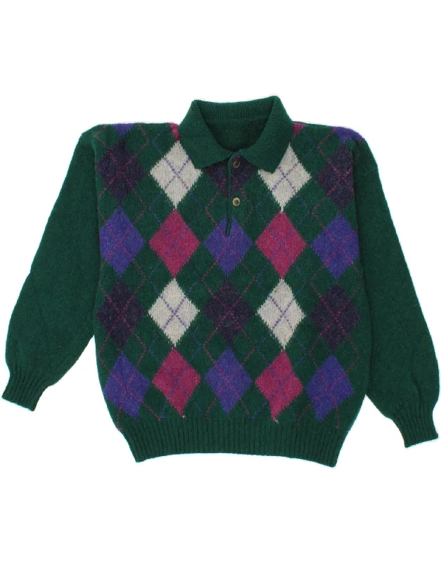 Major Savings VINTAGE Womens Polo Neck Jumper Sweater UK 16 Large Green Argyle/Diamond Major Savings VINTAGE Womens Polo Neck Jumper Sweater UK 16 Large Green Argyle/Diamond
