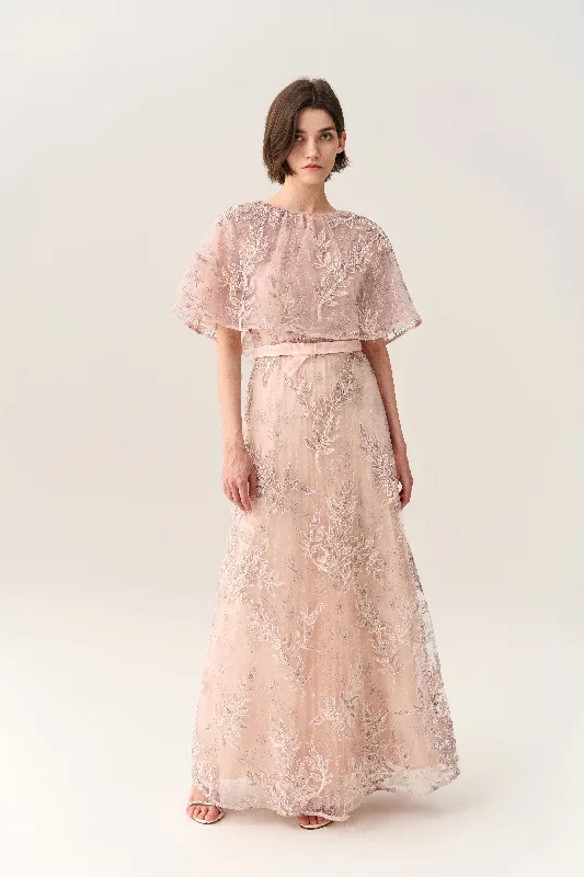 Closeout Sale Sequin & Embroidery Mesh Cape