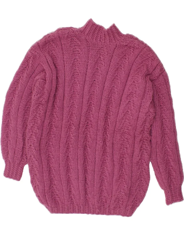 VINTAGE Womens Turtle Neck Jumper Sweater UK 22 3XL Pink