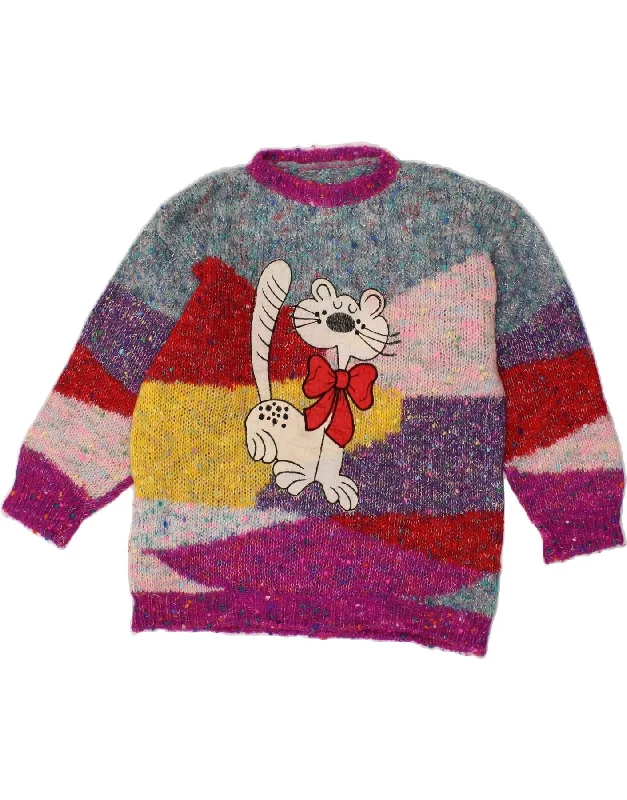 Incredible Offers VINTAGE Womens Graphic Boat Neck Jumper Sweater UK 14 Large Multicoloured Incredible Offers VINTAGE Womens Graphic Boat Neck Jumper Sweater UK 14 Large Multicoloured