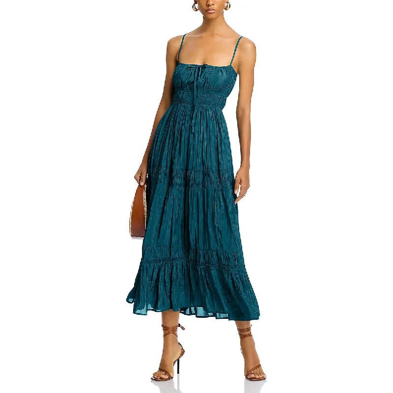 Womens Tiered Adjustable Straps Midi Dress