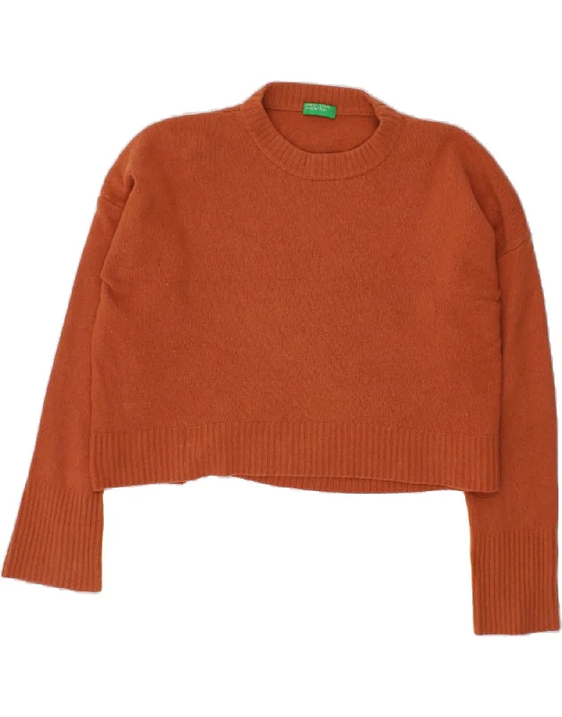 BENETTON Womens Crop Crew Neck Jumper Sweater UK 20 2XL Orange