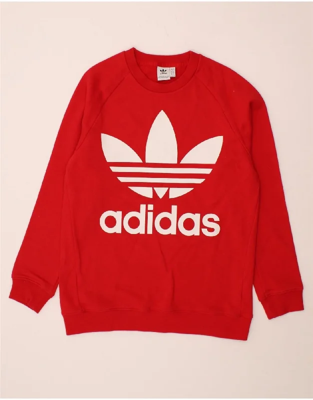 ADIDAS Womens Oversized Graphic Sweatshirt Jumper UK 8 Small Red Cotton