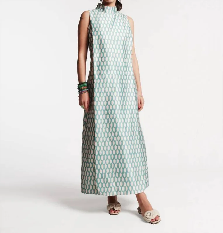 Midnight Madness Loop Print Carlyle Dress In Oyster/light Blue