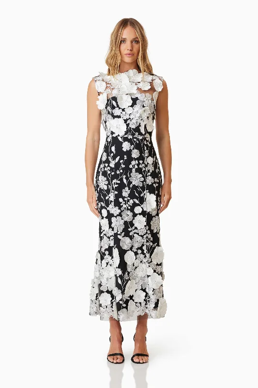 Year-End Clearance Selene Cocktail Midi Dress Black