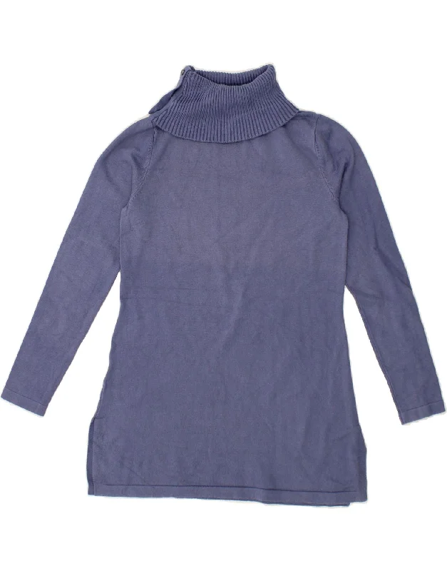 LAURA ASHLEY Womens Button Neck Jumper Sweater UK 10 Small Blue Cotton