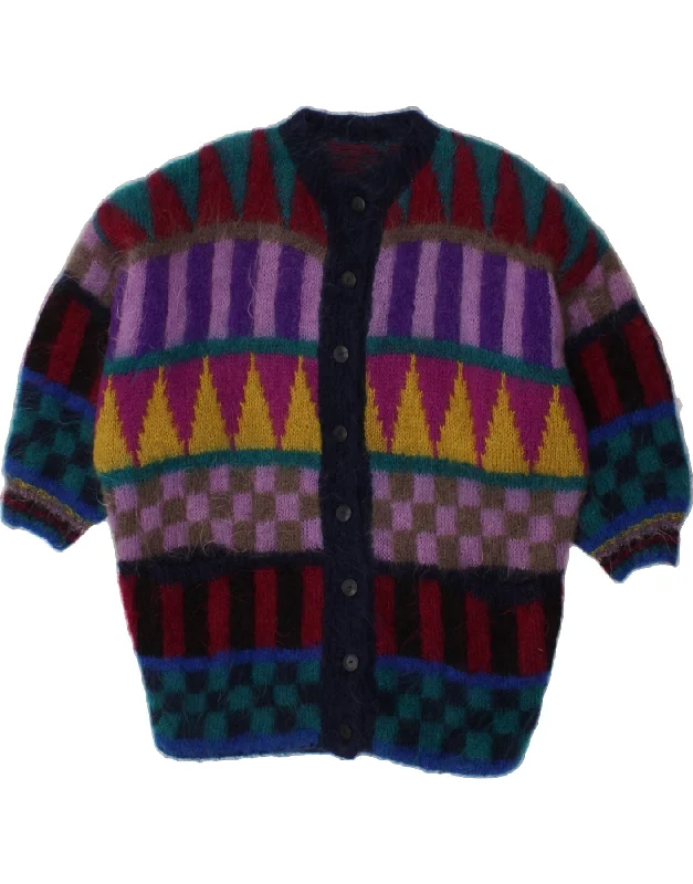 VINTAGE Womens Longline Cardigan Sweater UK 22 3XL Multicoloured Geometric