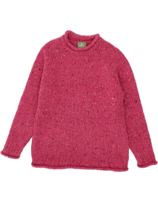 ARAN CRAFTS Womens Turtle Neck Jumper Sweater UK 16 Large Pink Flecked