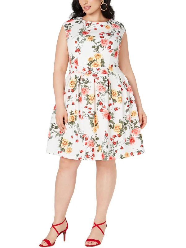 Today's Special Plus Womens Floral Fit & Flare Party Dress