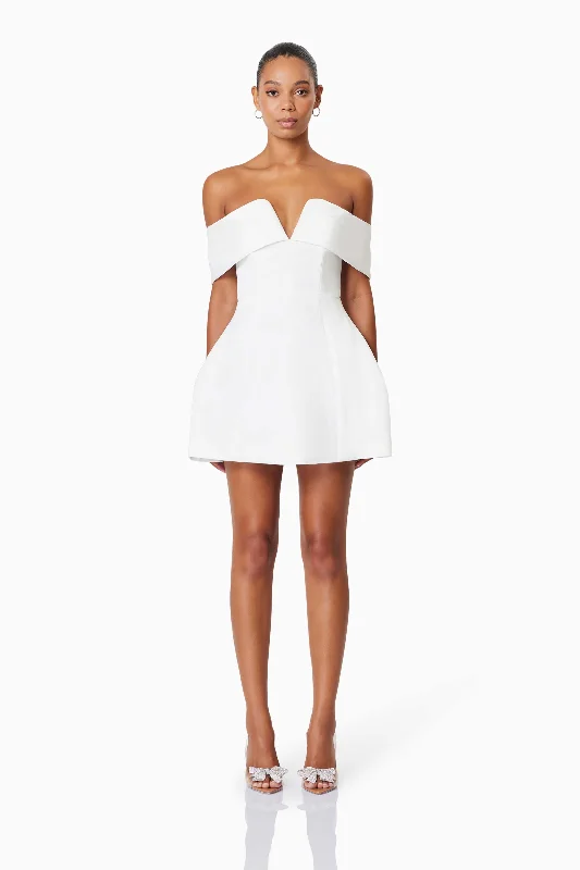 Fantastic Offers Alice Off The Shoulder Mini Party Dress in White