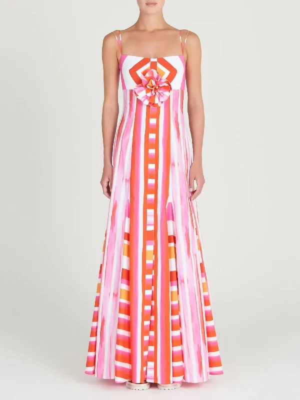 Price Reduction Catania Maxi Dress In Rouge Orange Stripes