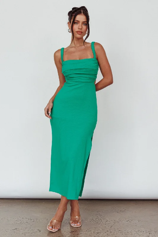 Buy More, Save More Cosmic Love Strappy Back Midi Dress Green