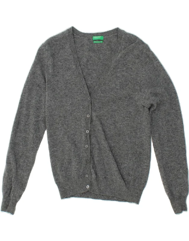Bonus Savings BENETTON Womens Cardigan Sweater UK 6 XS Grey Wool