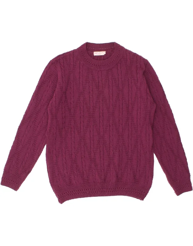 YEAR-End Sale VINTAGE Womens Crew Neck Jumper Sweater UK 14 Medium Maroon Polyester