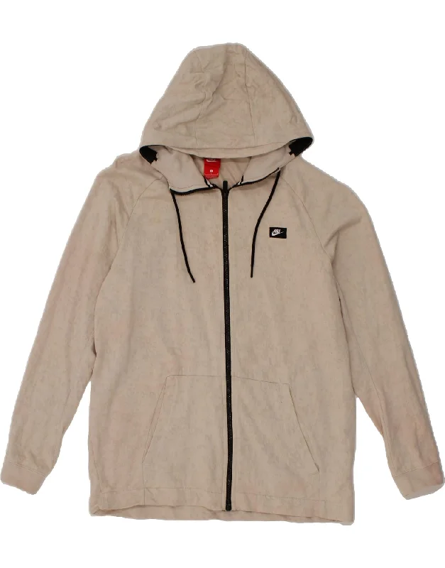 Best Bargains NIKE Womens Zip Hoodie Sweater UK 16 Large Beige Cotton