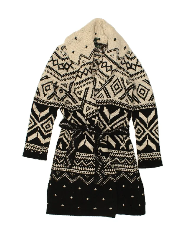 Lowest Prices RALPH LAUREN Womens Longline Cardigan Sweater UK 14 Medium Black Fair Isle Lowest Prices RALPH LAUREN Womens Longline Cardigan Sweater UK 14 Medium Black Fair Isle