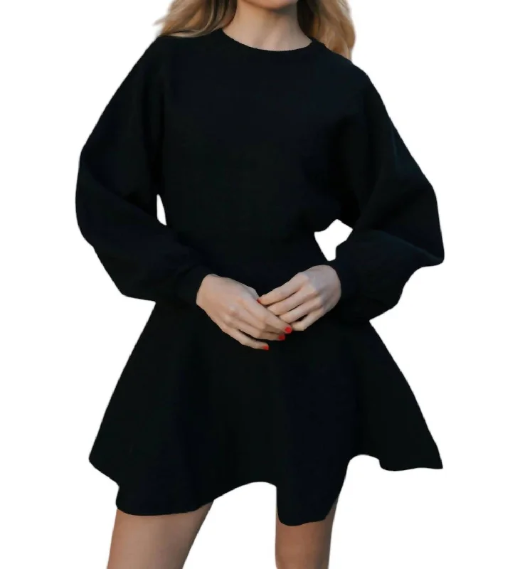 Balloon Sweater Dress In Black