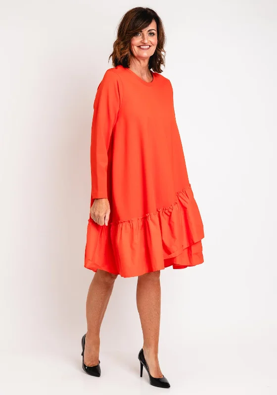 Masai Nell Jersey Crinkle Cut Knee Length Dress, Spicy Orange