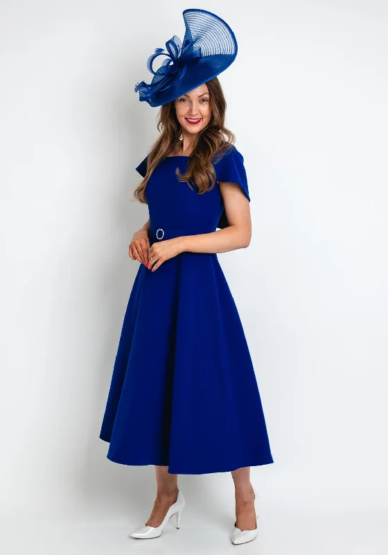 Year-End Sale Claudia C Catalina Short Cape Sleeve A-Line Dress, Royal Blue