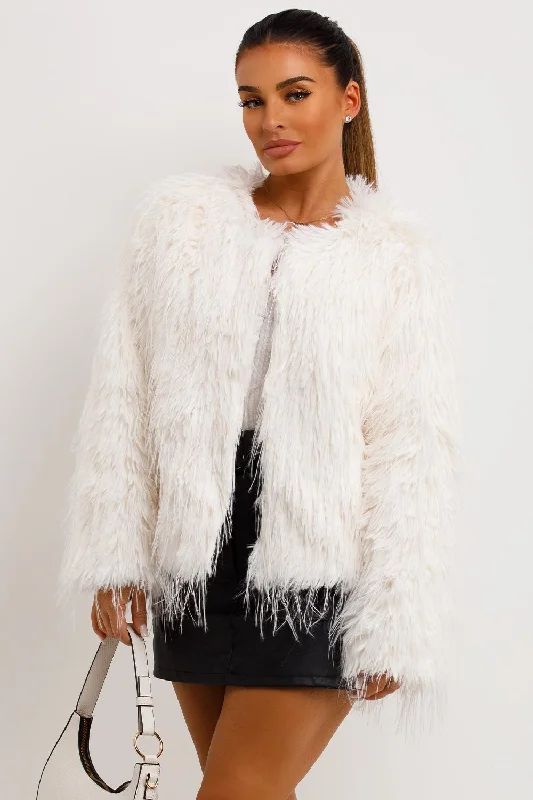 Today Only Shaggy Faux Fur Jacket White