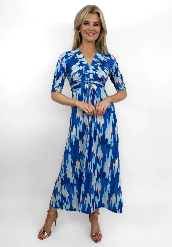 Don't Wait Kate & Pippa Alana Knot Print Midi Dress, Blue Multi