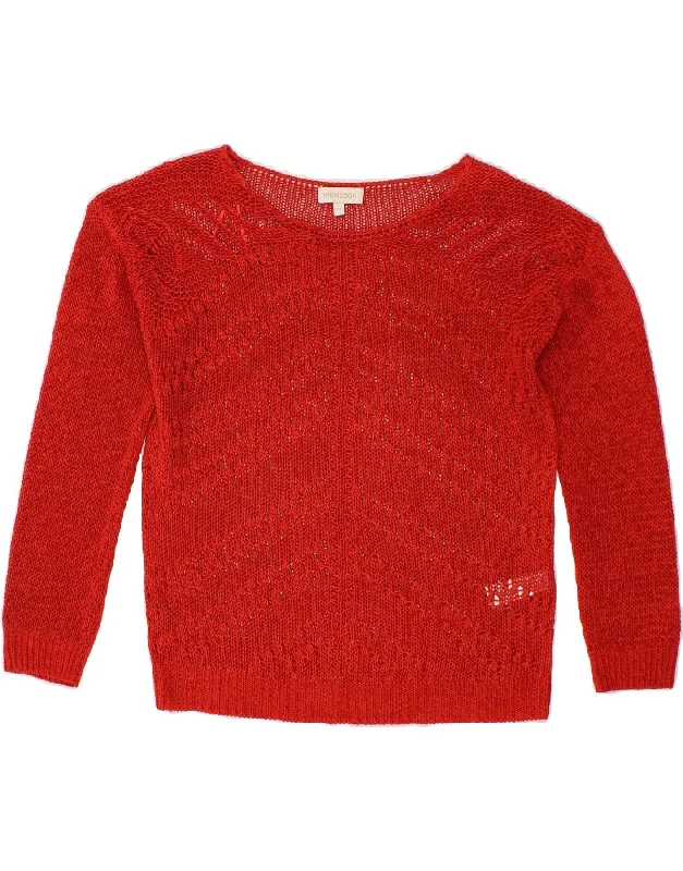 MONSOON Womens Boat Neck Jumper Sweater UK 14 Medium Red Acrylic