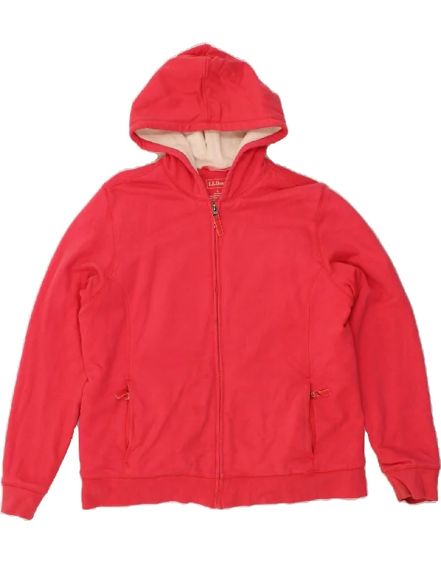 Hot Deal L.L.BEAN Womens Zip Hoodie Sweater UK 16 Large Pink Cotton