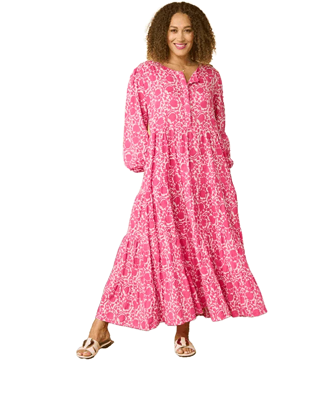 Savings Event Nikkita Longsleeve Cotton Dress Printed Pattern - Pink