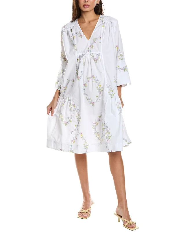 Blowout Sale GANNI Printed Gathered Panel V-Neck Midi Dress