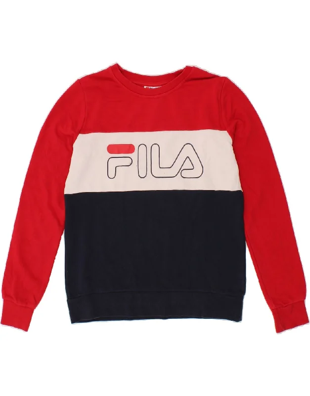 FILA Womens Sweatshirt Jumper UK 10 Small Multicoloured Colourblock