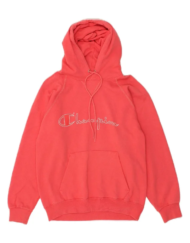 Weekend Deal CHAMPION Womens Graphic Hoodie Jumper UK 14 Medium Red Cotton