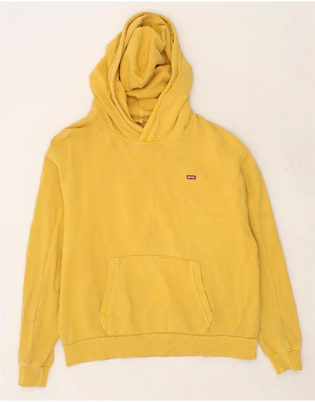 Price Cut LEVI'S Womens Hoodie Jumper UK 10 Small Yellow Cotton