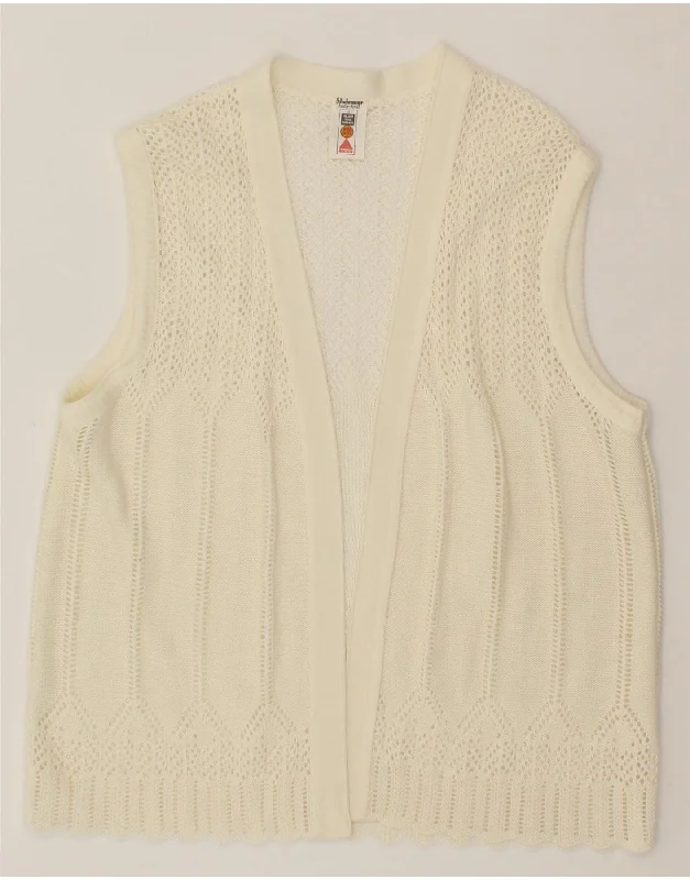Price Rollback VINTAGE Womens Sleeveless Cardigan Sweater UK 16 Large Off White