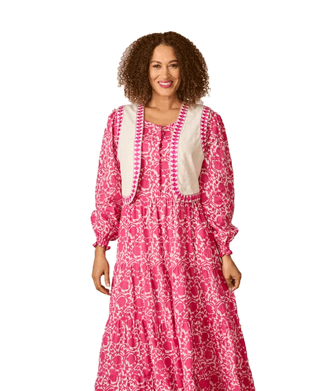 Closeout Sale Kasera Cotton Waistcoat Embroidered Pattern - Multi