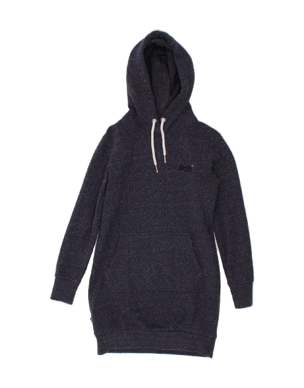 Buy Now SUPERDRY Womens Hoodie Dress UK 10 Small Navy Blue Flecked Polyester