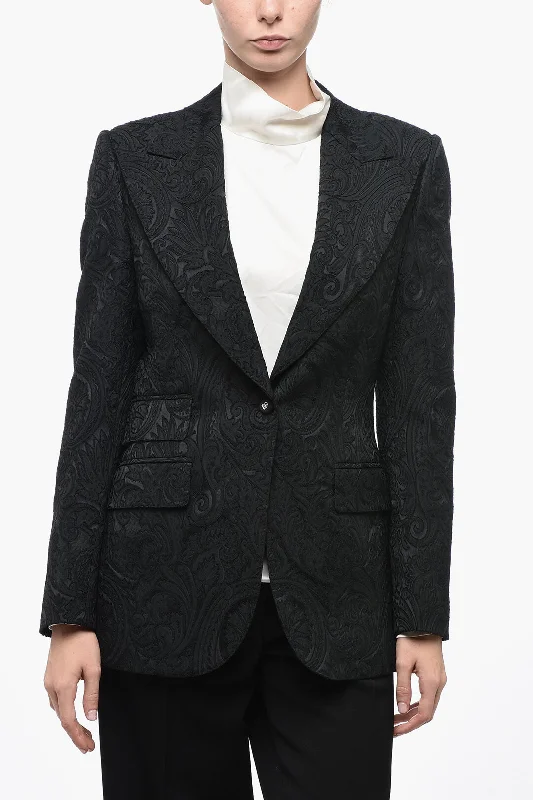 Dolce & Gabbana Single-Breasted Jacquard Blazer With Peak Lapel 38 Italian Size